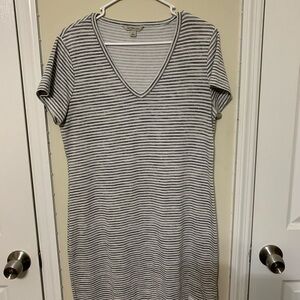 Calvin Klein Gray Striped Midi Dress